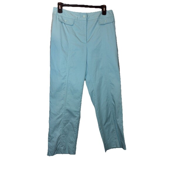 Rafaella Women's Light Teal Straight Leg Stretch Pant Faux Pockets Sz 8 - Picture 1 of 5